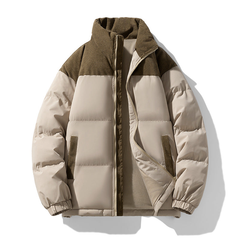 Men's quilted winter jacket with cord trim, high stand-up collar, and warm insulation Chichicherry