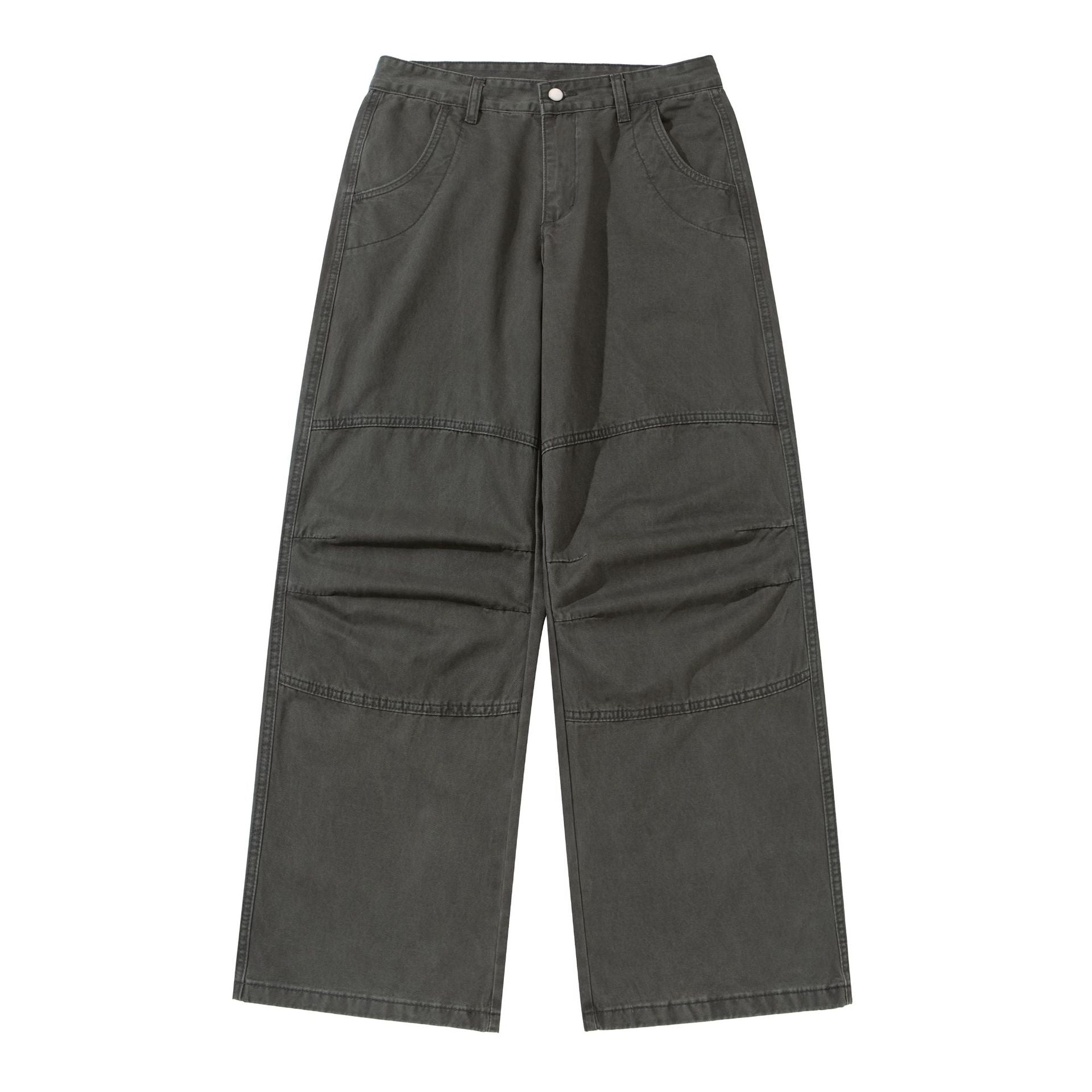 Women's Wide Cropped Cargo Pants with Knee Panels and Patch Pockets Chichicherry