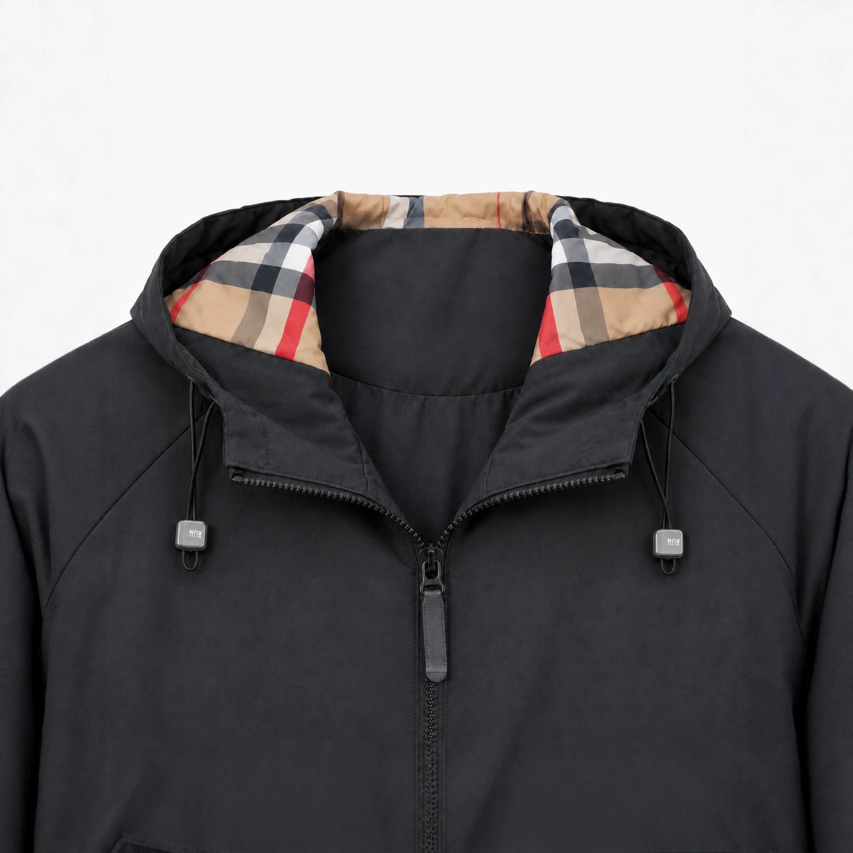Men's lightweight windproof softshell hooded jacket with checked lined hood Chichicherry