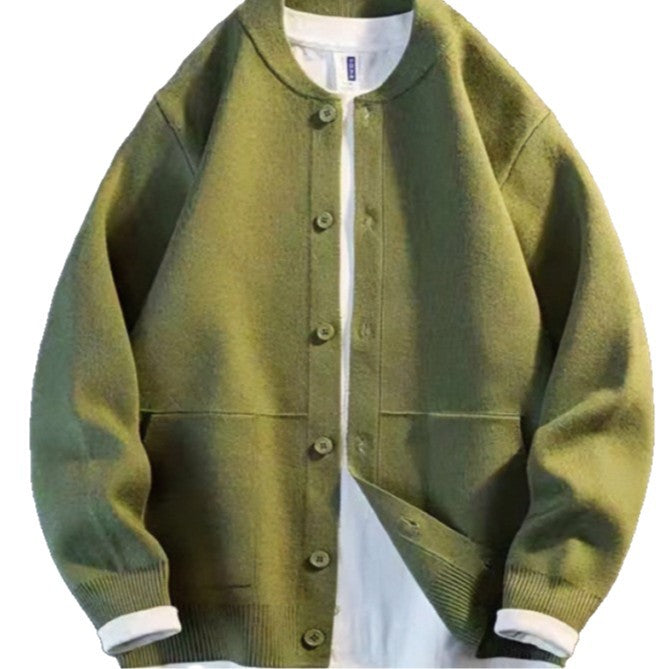 Unisex Feinstrick-Cardigan mit Rundhals, aufgesetzten Taschen und Rippbündchen Chichicherry