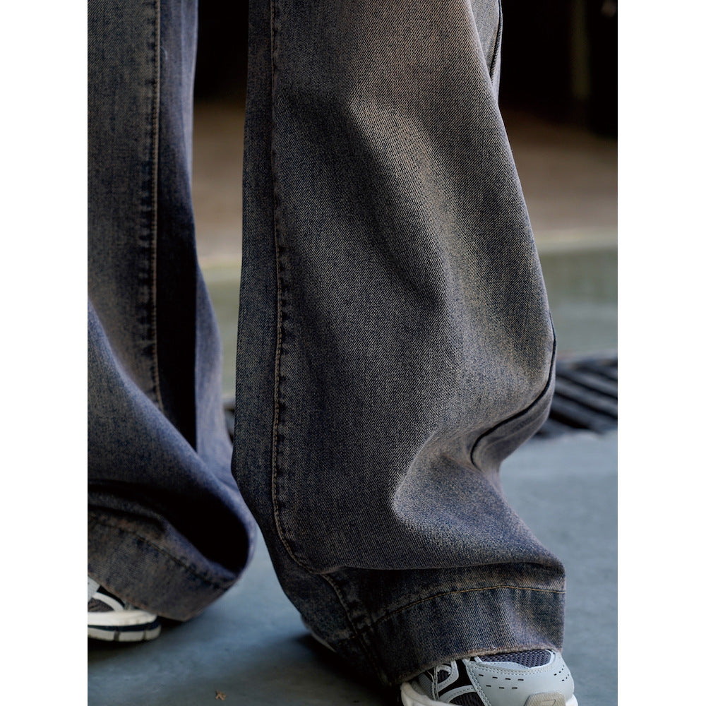 Women Wide High-Waist Denim Baggy Jeans with Extra Long Legs and Washed Used Look Chichicherry