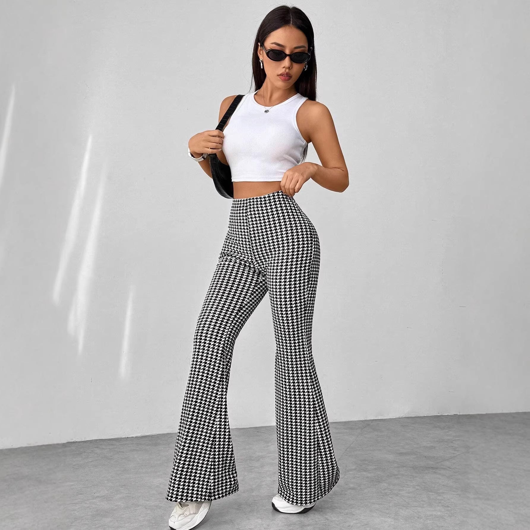 Ladies' Stretch Flared Pants with High Waist and Wide Leg Chichicherry