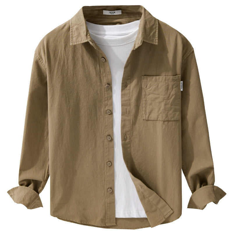 Men's casual shirt jacket made of lightweight cotton twill with a patch chest pocket and relaxed fit Chichicherry