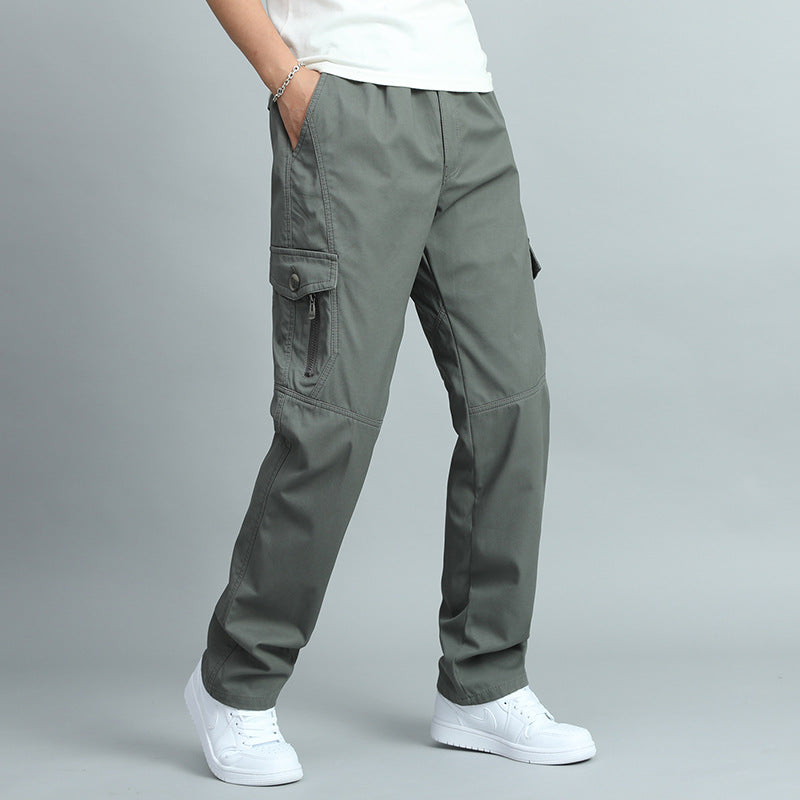 Men's Robust Canvas Cargo Pants with Straight Leg, Knee Patches & Flap Pockets Chichicherry