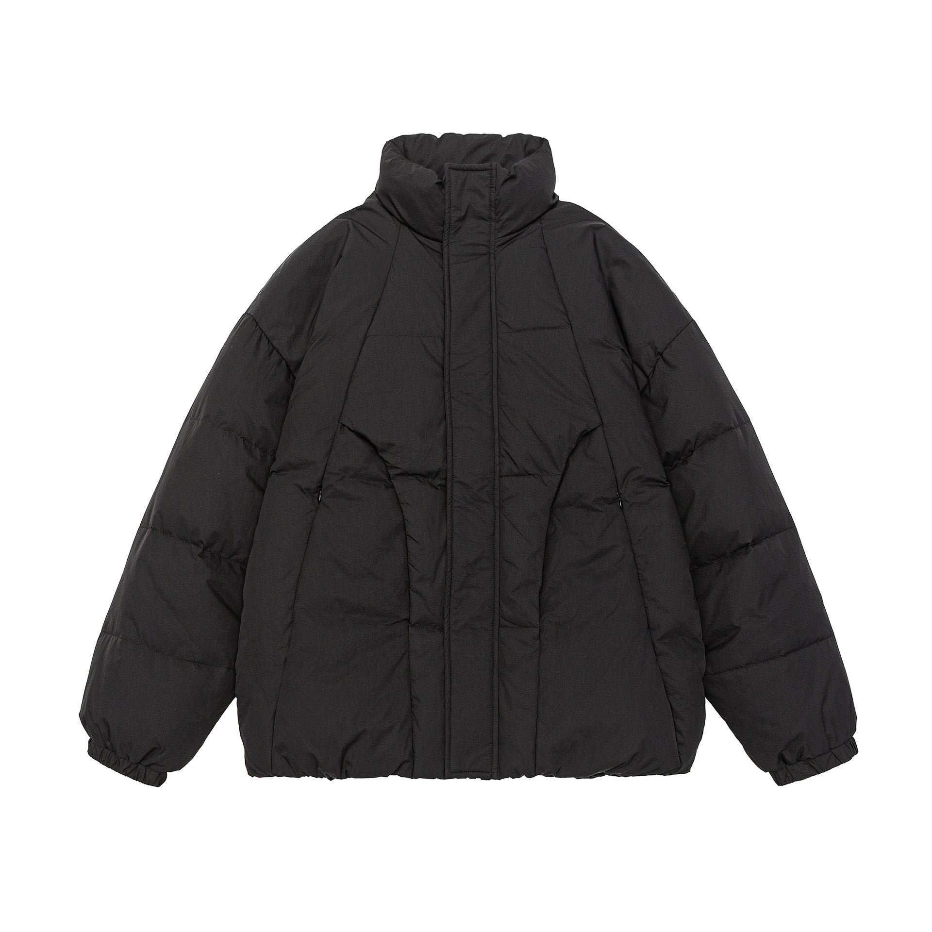 Women's Voluminous Padded Jacket with High Stand Collar and Windproof Front Flap Chichicherry