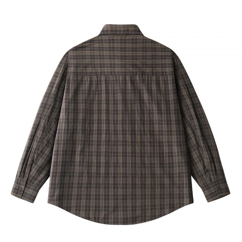 Unisex Lockered Boxy Check Overshirt made of lightweight cotton blend with back yoke and gathered detail Chichicherry