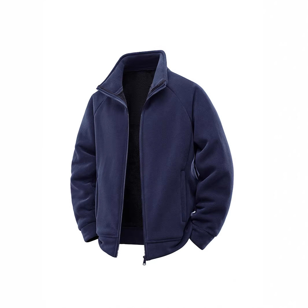 Men's fleece thermal jacket with double-layer teddy inner lining and high stand-up collar Chichicherry