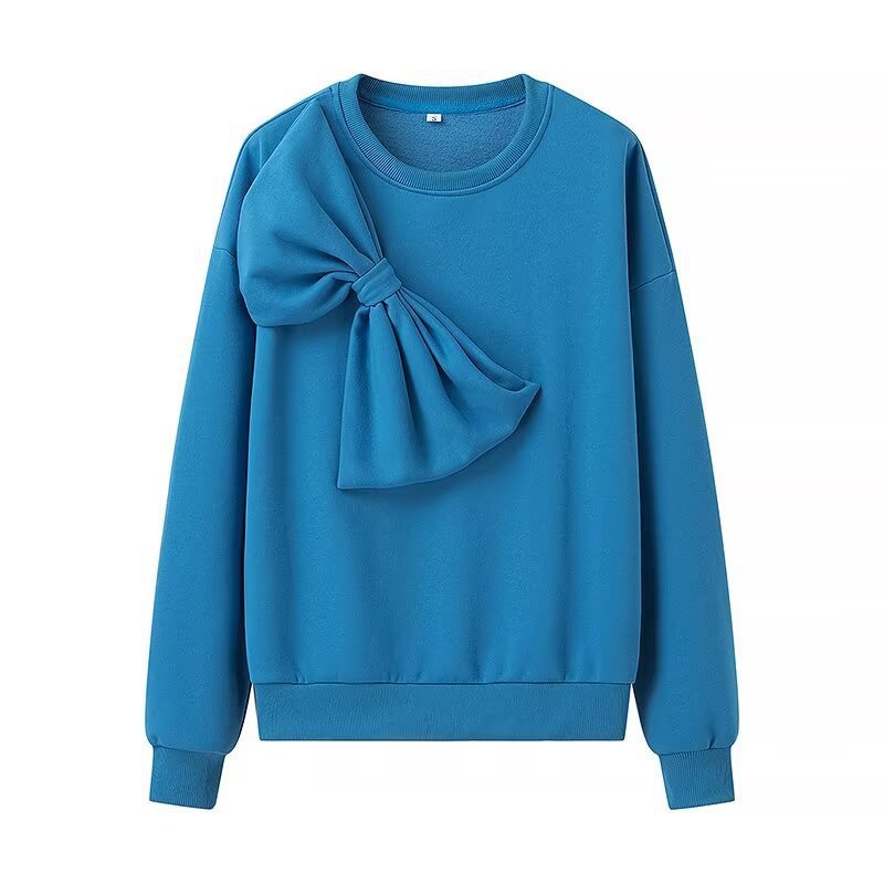 Women's Oversized Sweatshirt with Decorative Bow Appliqué Chichicherry