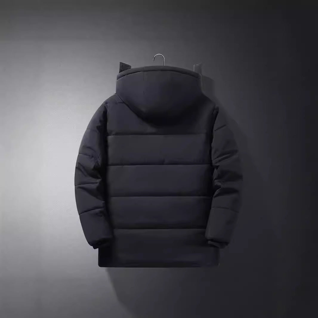 Men's short parka with quilted thermal lining, hood attachment, and multifunctional flap pockets Chichicherry