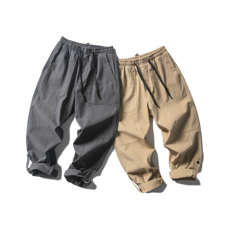 Men's Loose Baggy Cargo Pants with Elastic Waistband Drawstring and Knee Paneling Chichicherry