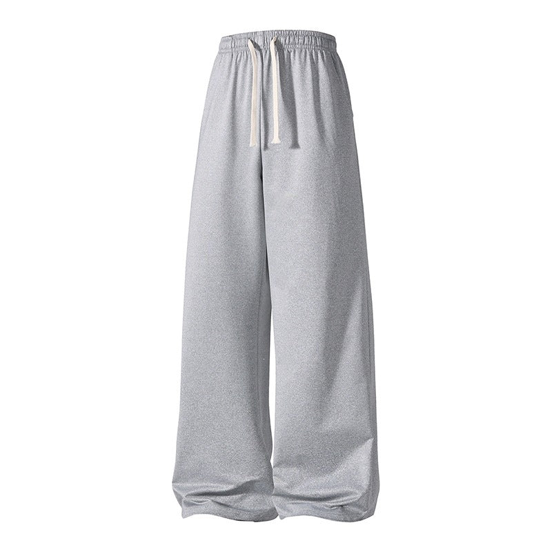 Women's Wide Palazzo Pants with Elastic Drawstring Waistband and Flowing Satin Look Chichicherry