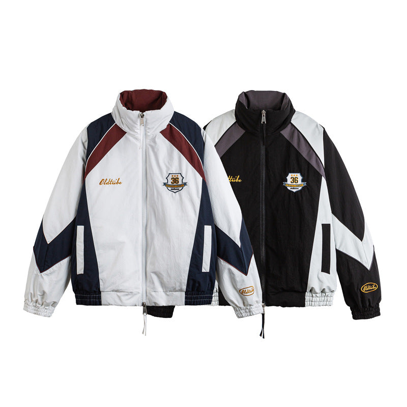 Unisex Retro Track Jacket in Vintage Sports Style with Stand-up Collar and Logo Embroidery Chichicherry