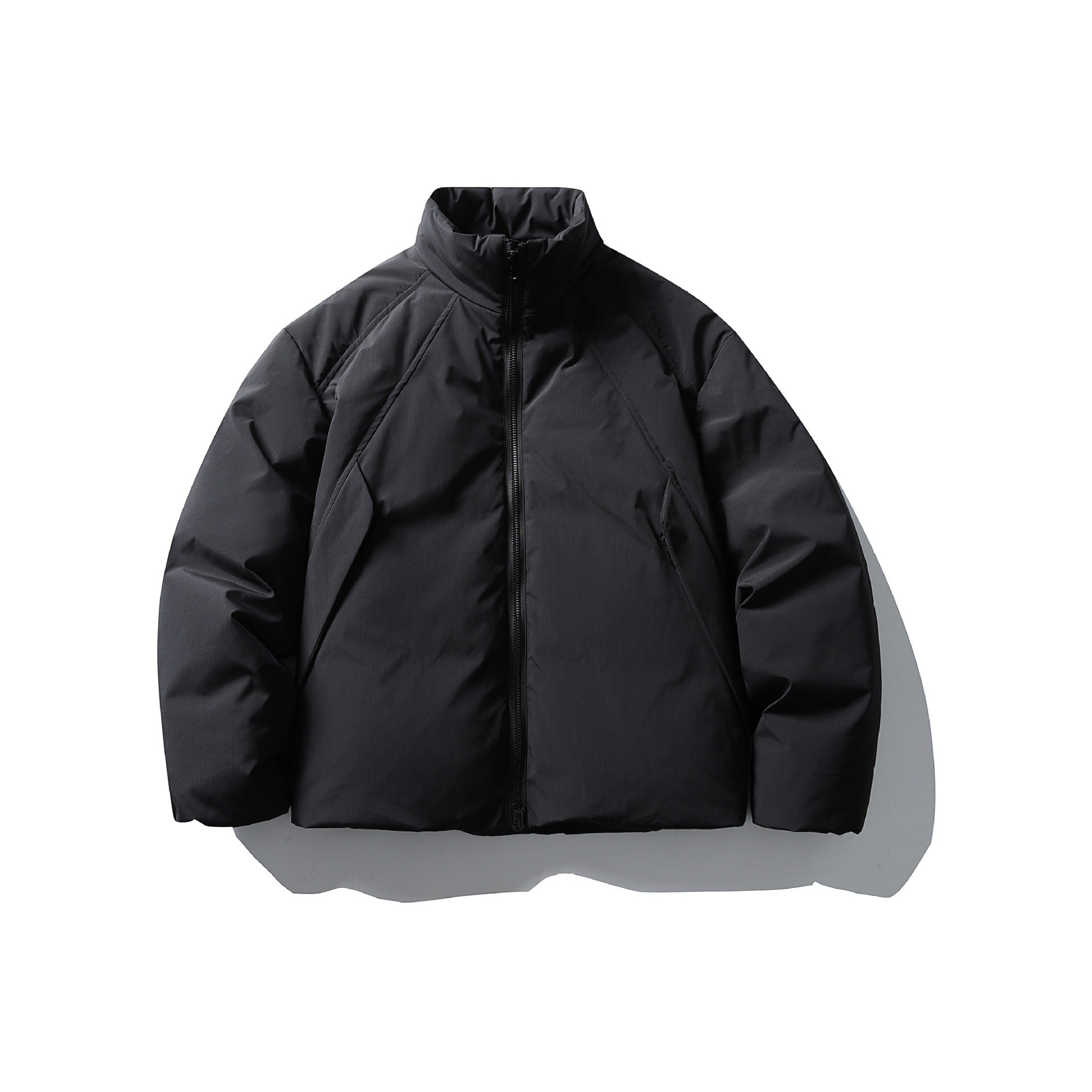Men's Boxy Thermal Insulation Jacket with High Stand Collar and Minimalist Outer Shell Chichicherry