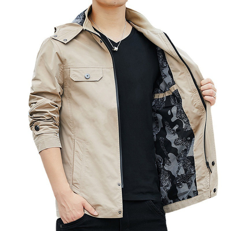 Men's Lightweight Hooded Field Blouson in Casual Utility Style Chichicherry