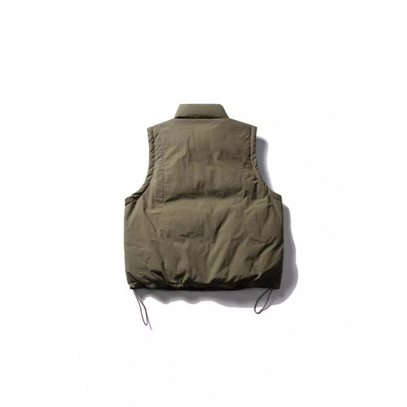 Ladies Lightly Padded Sleeveless Stand Collar Vest with Drawstring Hem Chichicherry