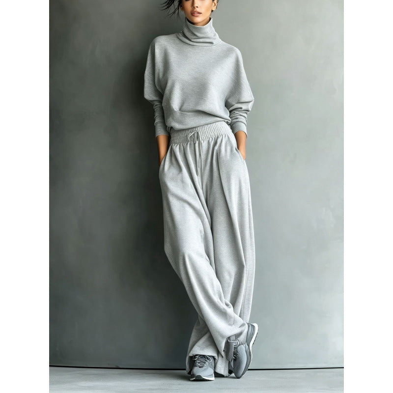 Women's knitted loungewear set with turtleneck sweater and oversized palazzo pants Chichicherry