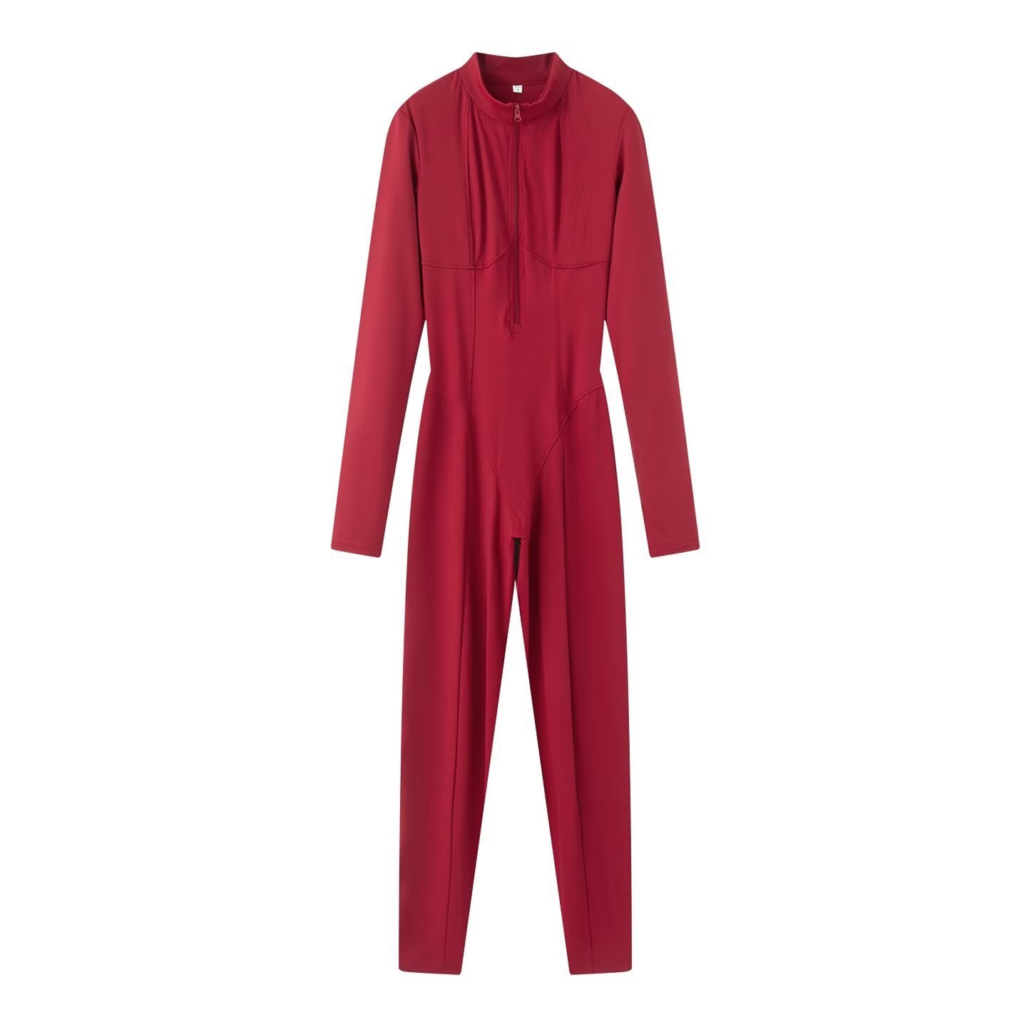 Ladies Slim-Fit one-piece catsuit with zipper and high collar Chichicherry