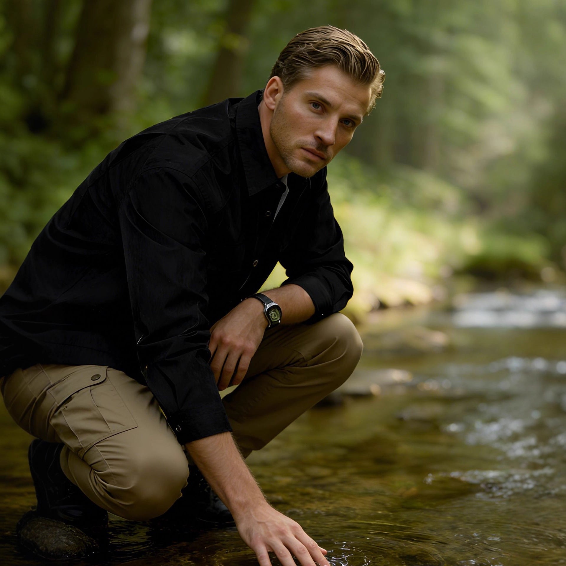 Herren Leichtes Field-Overshirt mit aufgesetzten Brusttaschen und Hemdkragen Chichicherry