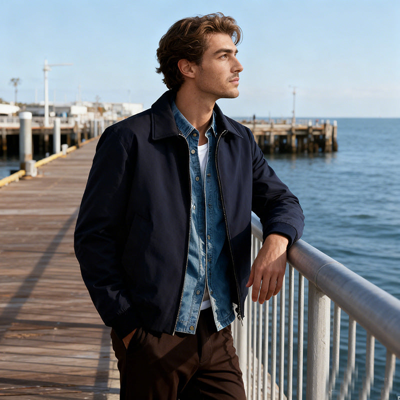 Men's Harrington jacket with zipper, lightly padded and ribbed cuffs Chichicherry