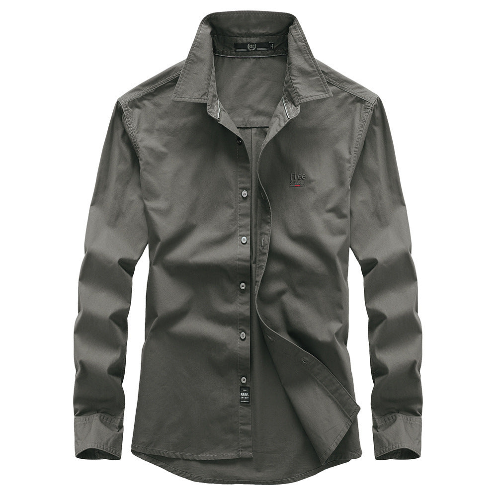 Men's Cotton Shirt Slim-Fit with Kent Collar and Hidden Button Placket Chichicherry