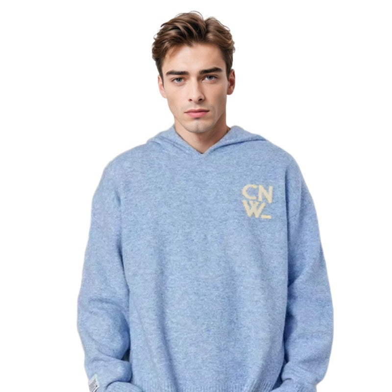 Unisex Oversized Kapuzenpullover mit V-Ausschnitt aus Feinstrick und Logo-Stick Chichicherry