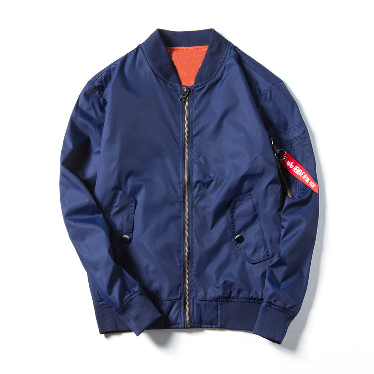 Men's lightweight nylon bomber jacket in aviator style with arm pocket, stand collar and ribbed cuffs Chichicherry