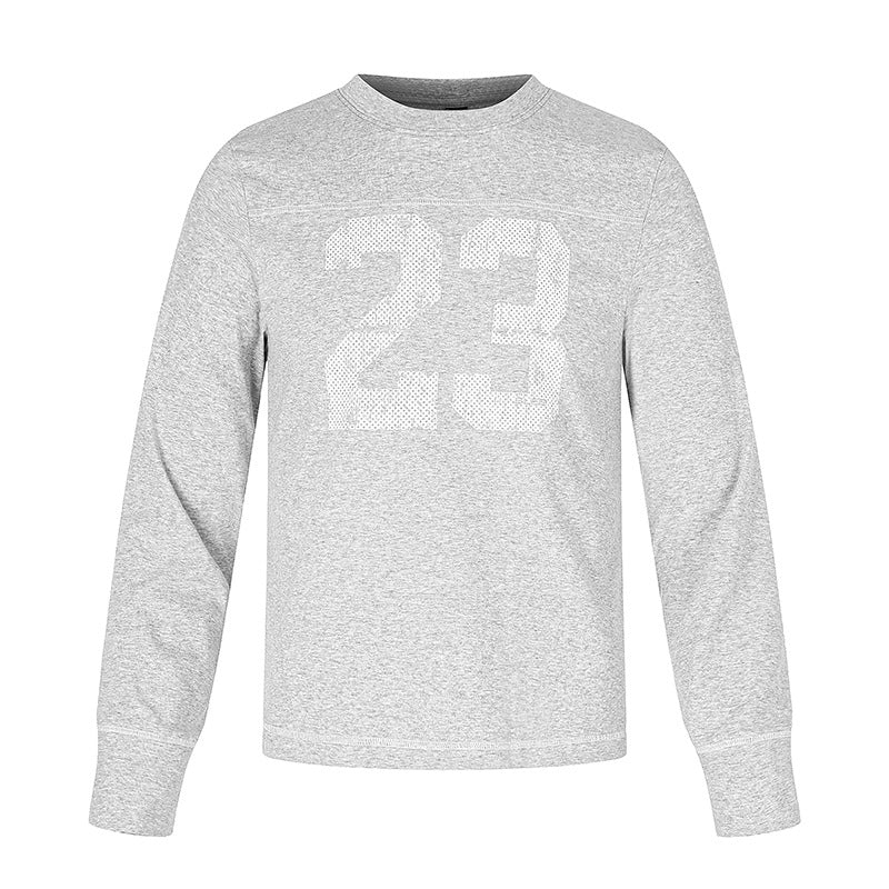 Men's Long Sleeve Sweatshirt with Crew Neck and Sporty Number Print Chichicherry