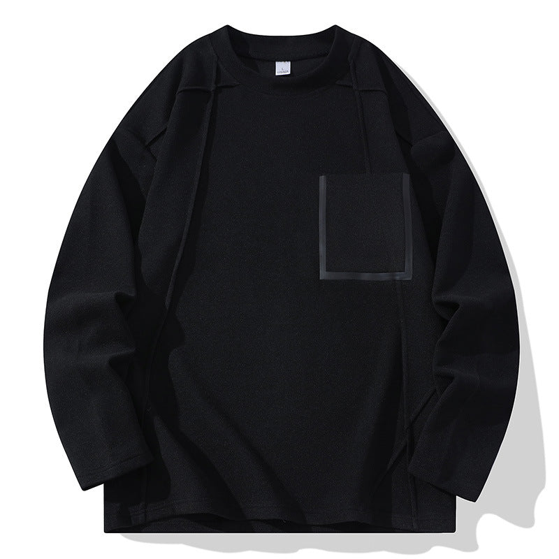 Men's Oversized Long Sleeve Shirt made of textured cotton blend with chest pocket detail Chichicherry