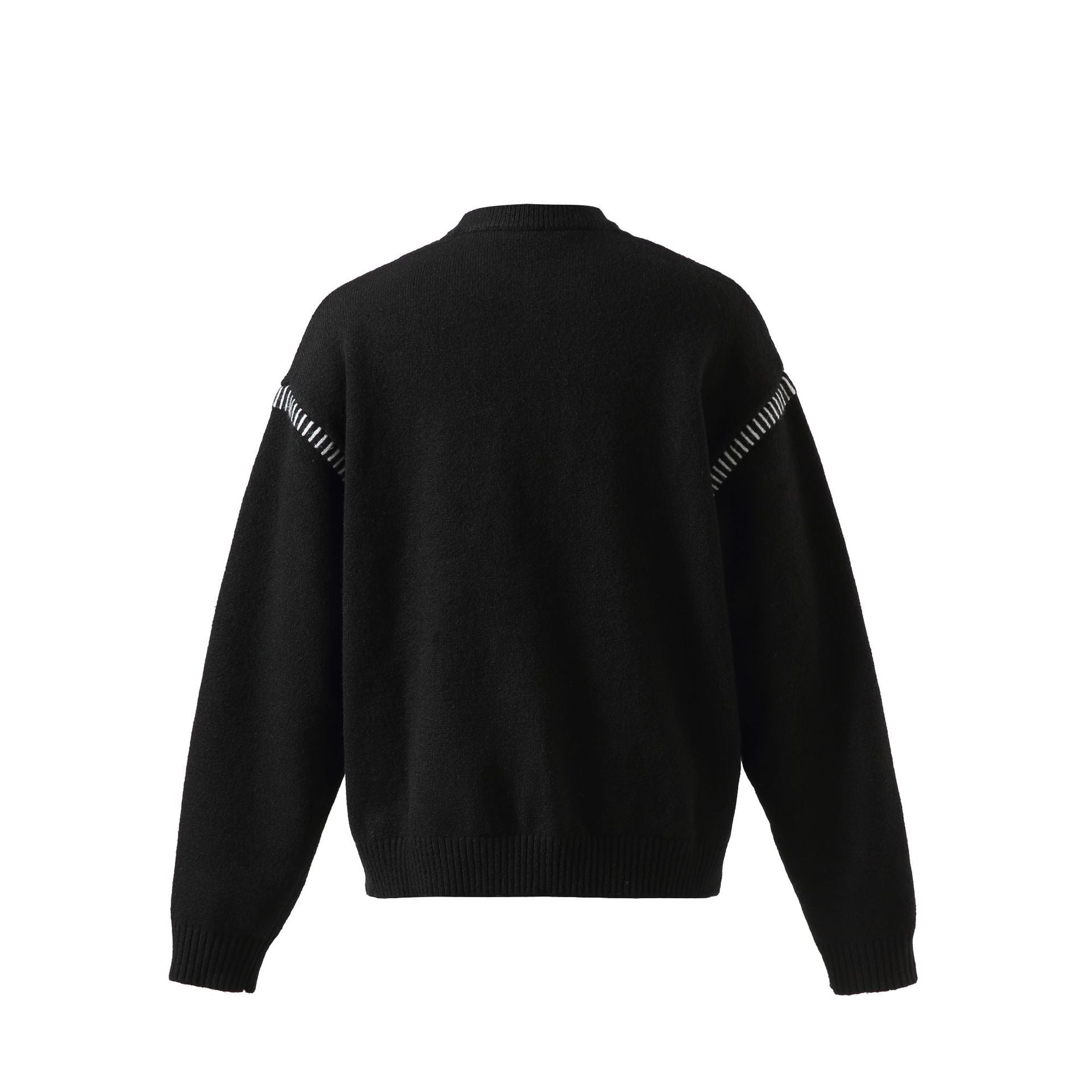 Women's Soft Oversized Wool Blend Sweater with Round Neckline and Decorative Shoulder Seam Chichicherry