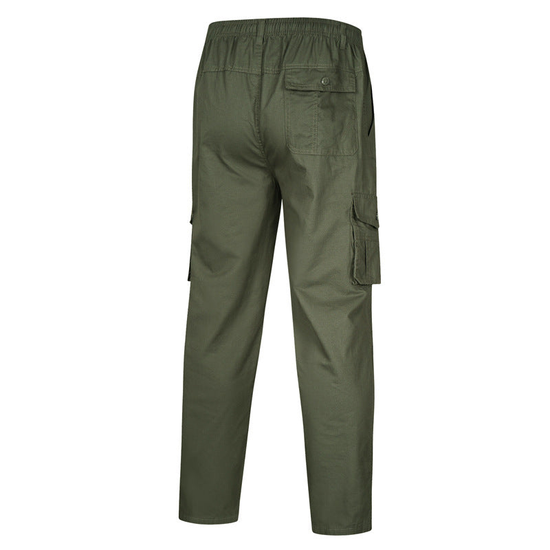 Men's cargo pants with elastic waistband, multiple pockets, and straight leg Chichicherry