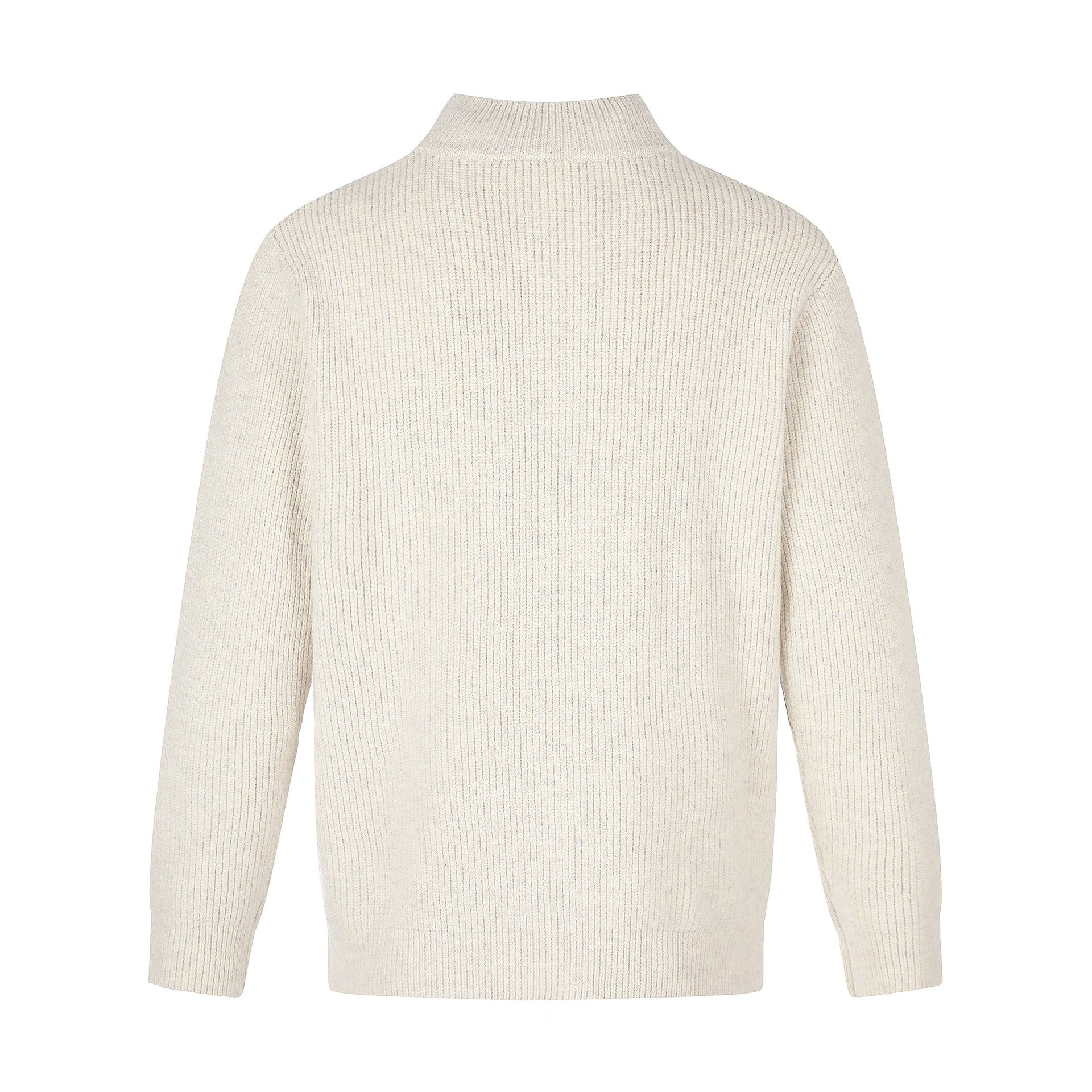 Unisex Ribbed Knit Cardigan with Stand-Up Collar, Two-Way Zipper and Ribbed Texture Chichicherry