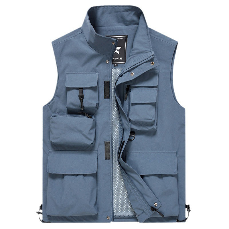 Men's Multi-Pocket Outdoor Vest with D-Ring, Zip Pockets and Removable Pocket Module Chichicherry