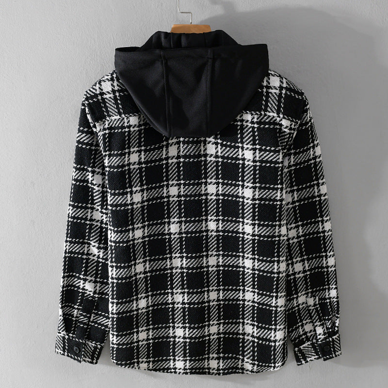 Men's Checked Overshirt with Quilted Hood and Thermal Lining Chichicherry
