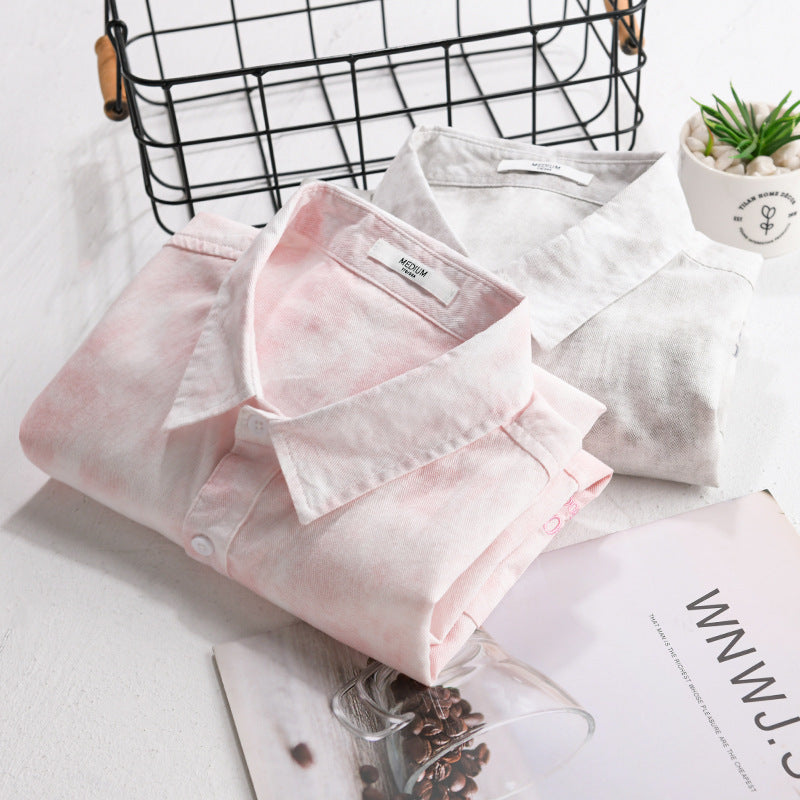 Men's Lightweight Cotton Overshirt with Subtle Tie-Dye Look, Chest Pockets and Relaxed Fit Chichicherry