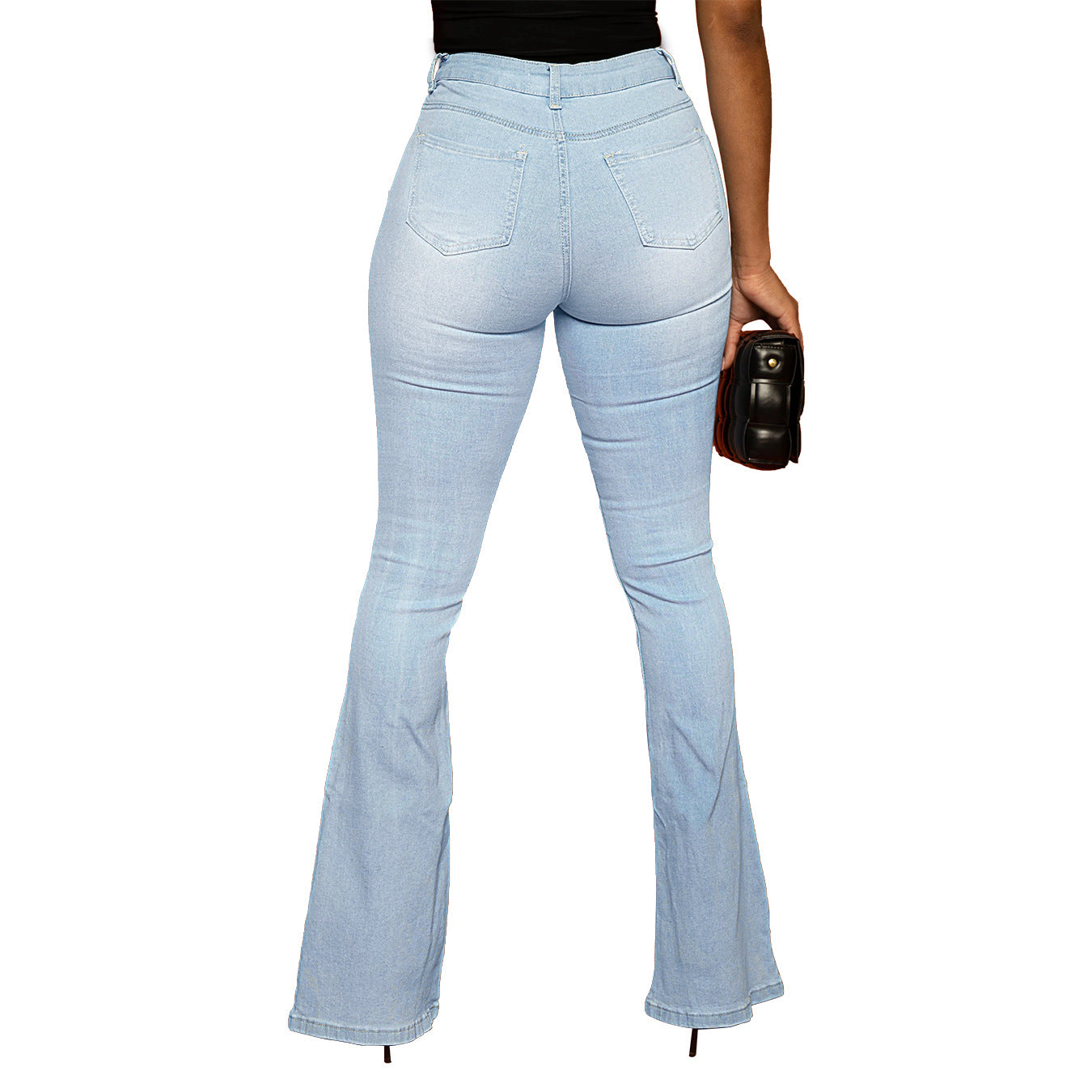 Ladies' high-waisted fitted flared jeans made of stretch denim with flared leg Chichicherry