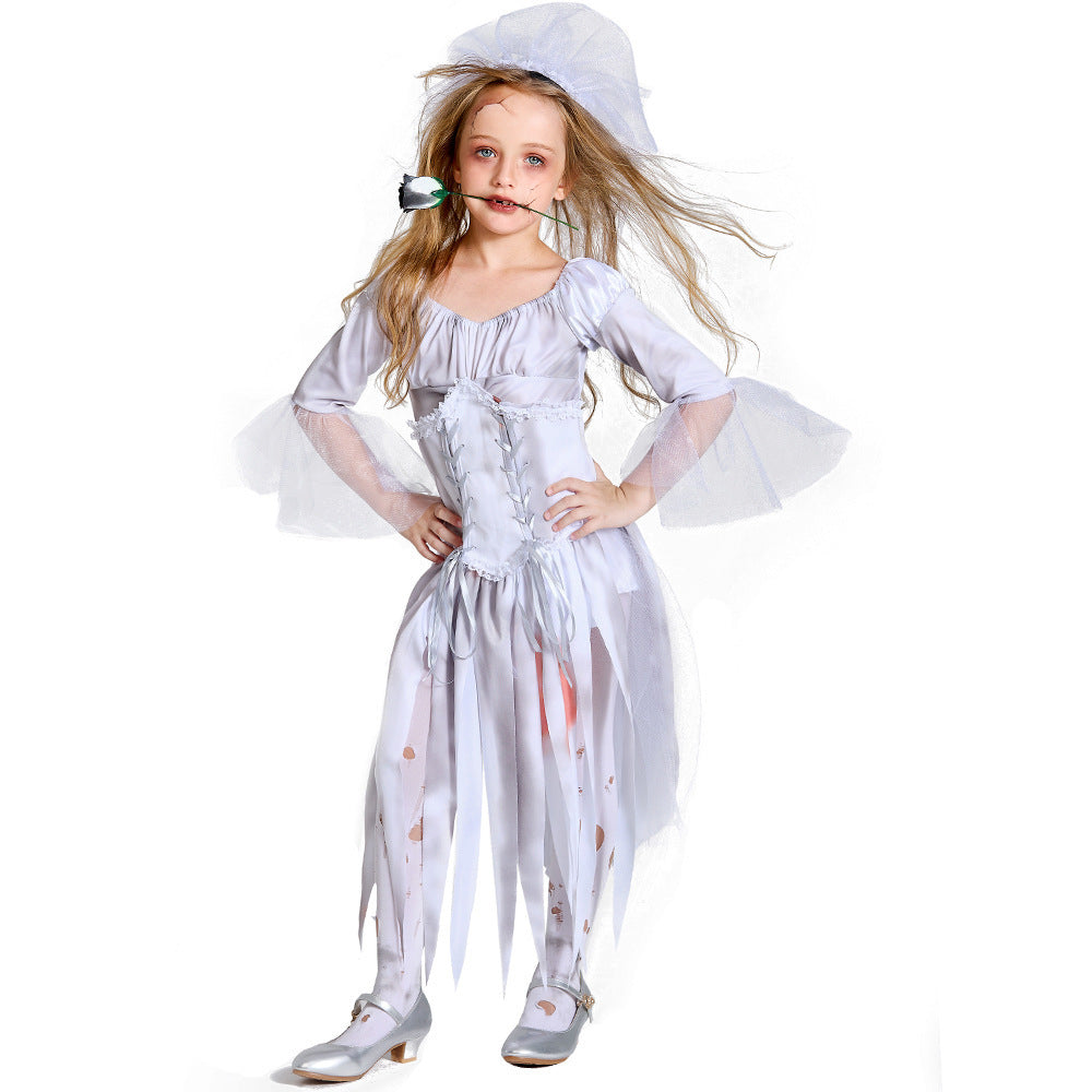 Men's Creepy Ghost Costume with Stylish Hat and Torn Details Chichicherry