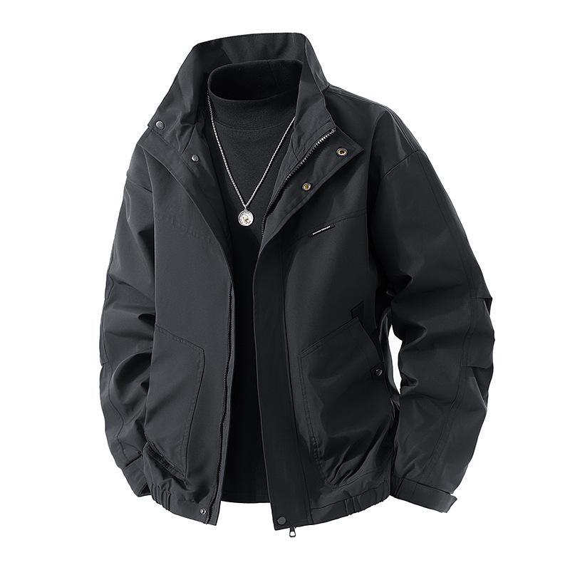 Men's Lightweight Technical Leisure Jacket with Stand-Up Collar, Concealed Zipper and Elastic Hem Chichicherry