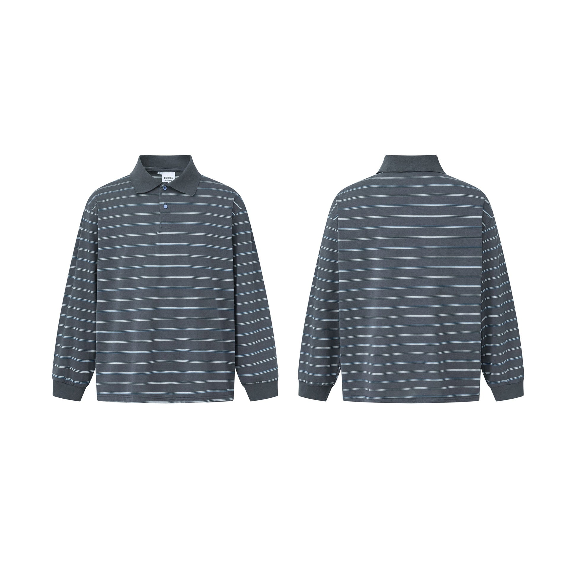 Men's long sleeve polo shirt in oversized cut with fine stripes and ribbed collar Chichicherry