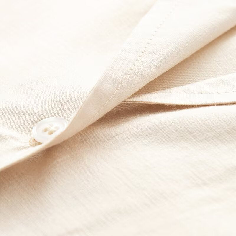 Women's Oversize Blouse with Lapel Collar and Full Button Placket Chichicherry