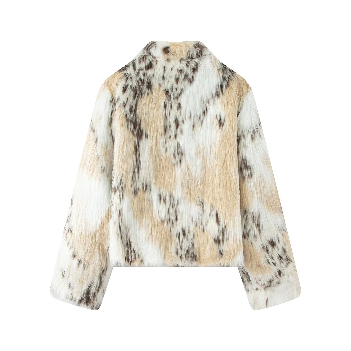 Women's short jacket made of faux fur with stand collar Chichicherry