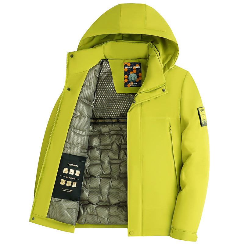 Men's Padded Hoodie Jacket with 3D Quilted Lining and Water-Repellent Outer Shell Chichicherry
