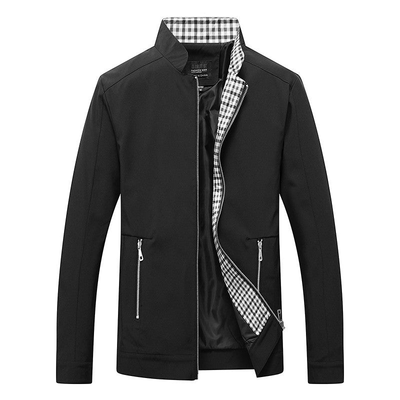 Men's Light Softshell Blouson Jacket with Stand-Up Collar and Checkered Lining Chichicherry