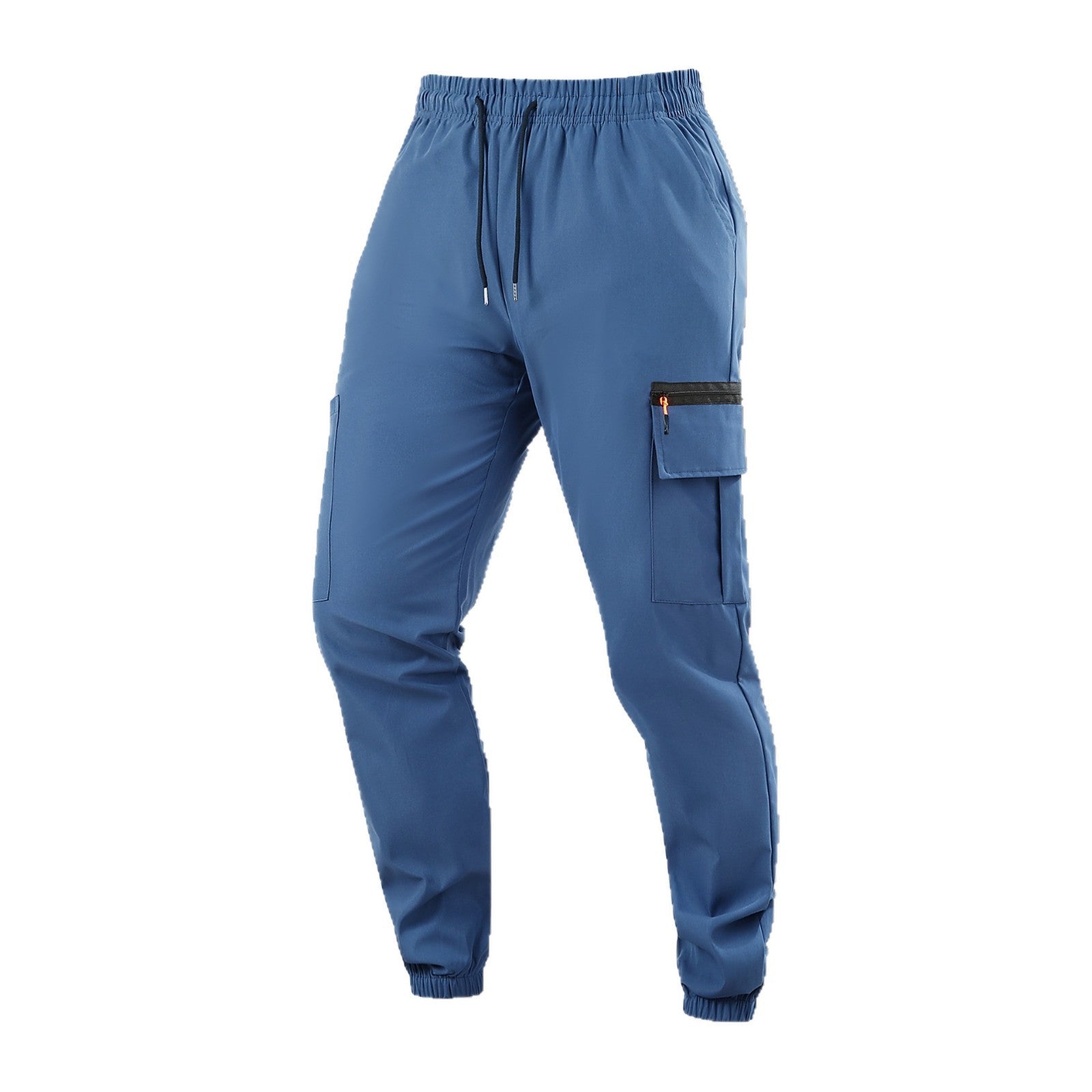 Men's Utility Cargo Jogging Pants with Drawstring, Zip Leg Pocket & Elastic Cuffs Chichicherry