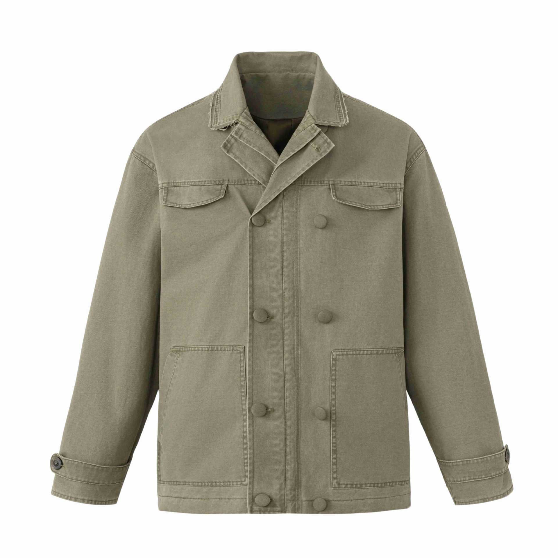 Unisex Robust Canvas Workwear Blouson with double button-free row, patch front pockets, and reinforced sleeves Chichicherry