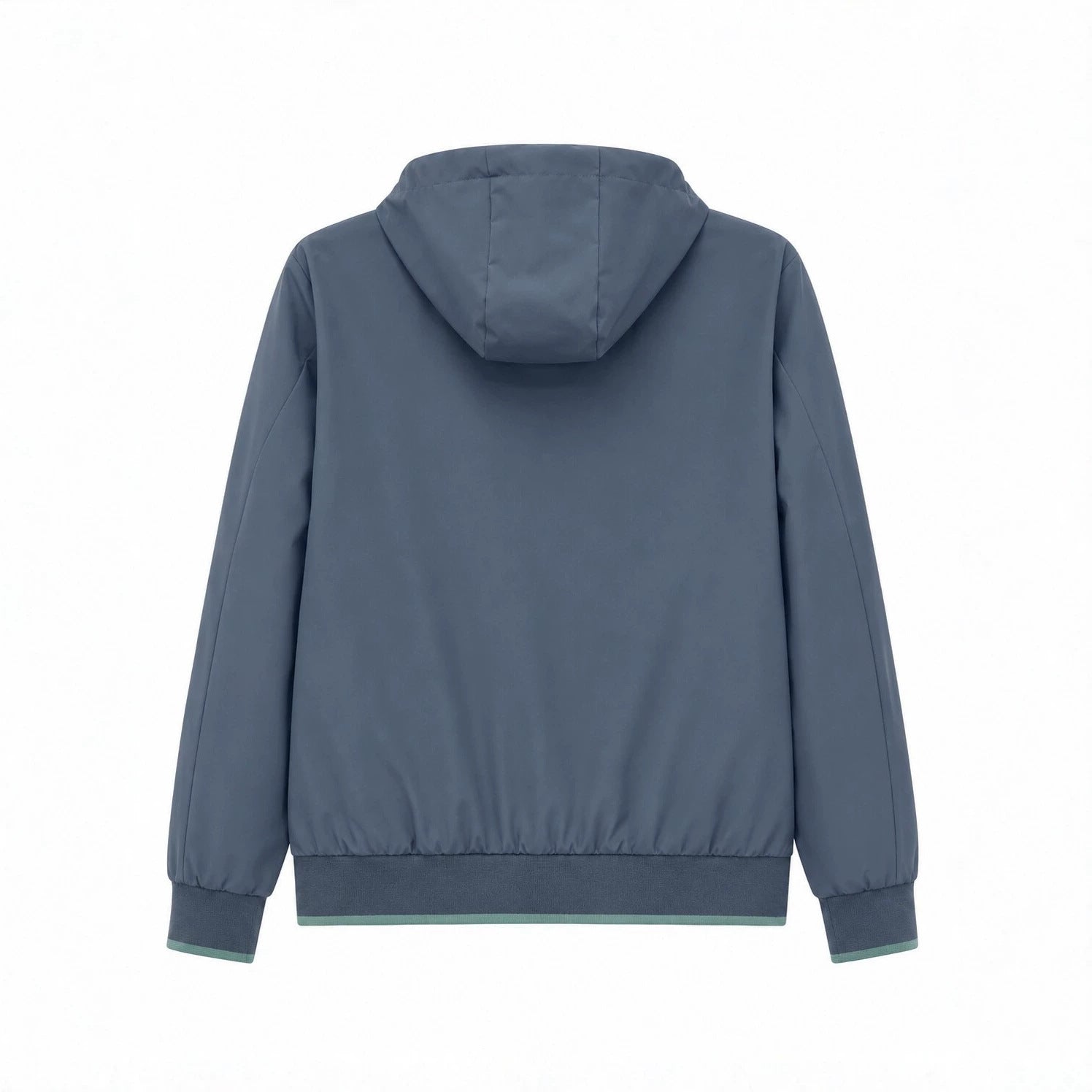 Men's Hooded Blouson Lightweight Windbreaker with Ribbed Hem and Concealed Zipper Placket Chichicherry