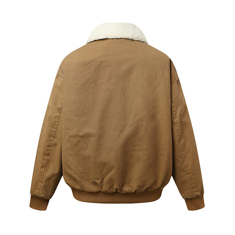 Unisex Padded Boxy Bomber Jacket with Teddy Collar Chichicherry