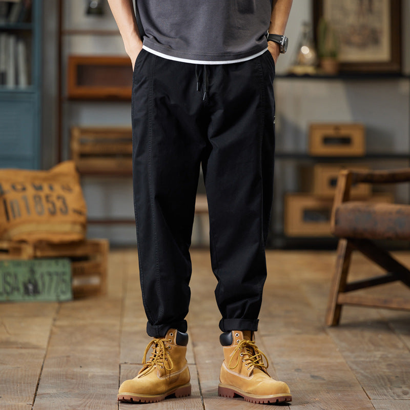 Men's cotton twill jogger pants in tapered fit with drawstring and rolled hem Chichicherry