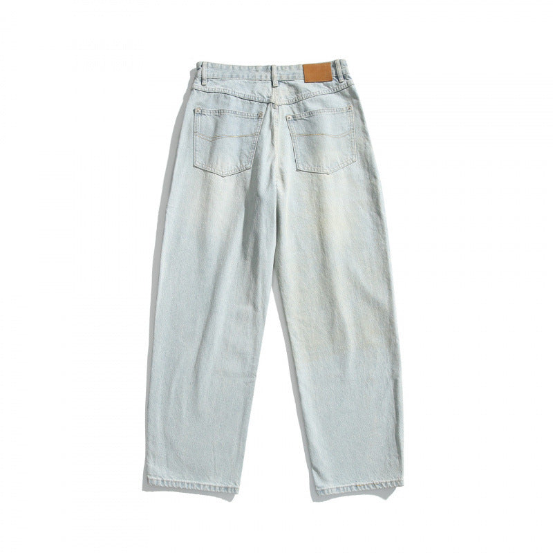 Women's Relaxed Fit Straight-Leg Denim Pants with High Waist and Soft Stonewash Details Chichicherry