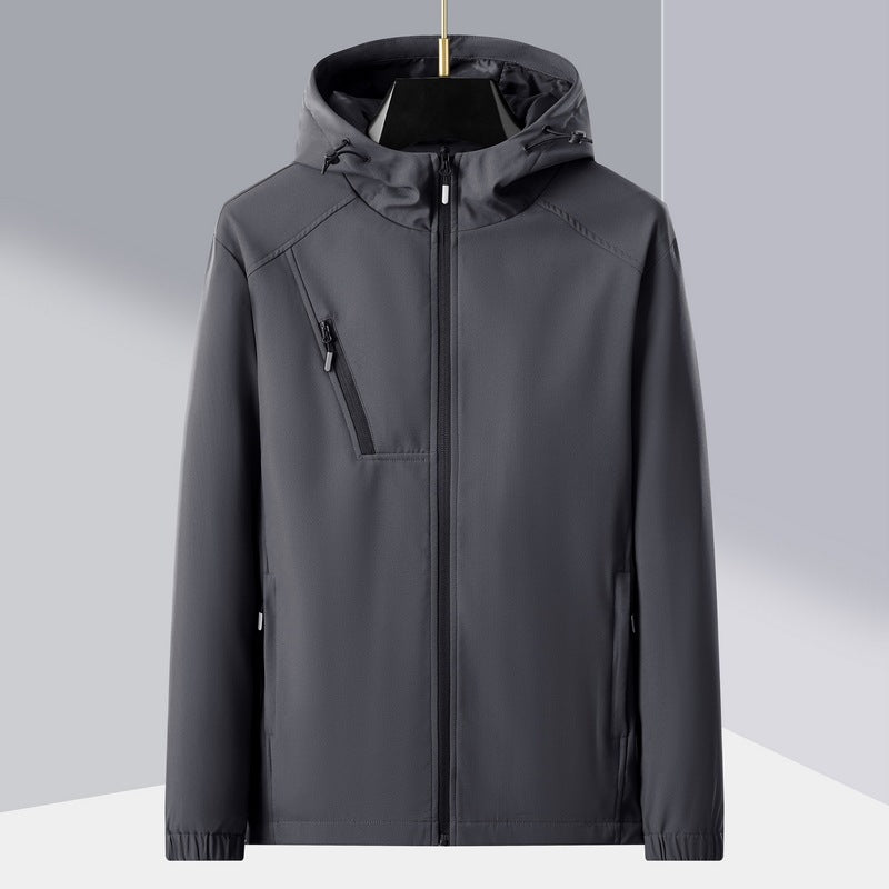 Men's lightweight softshell outdoor jacket with ergonomic hood and diagonal chest zip Chichicherry