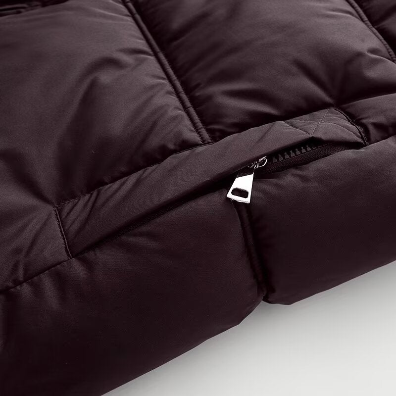 Women's Cropped Padded Jacket with High Hood, Drawstring and Ribbed Cuffs Chichicherry